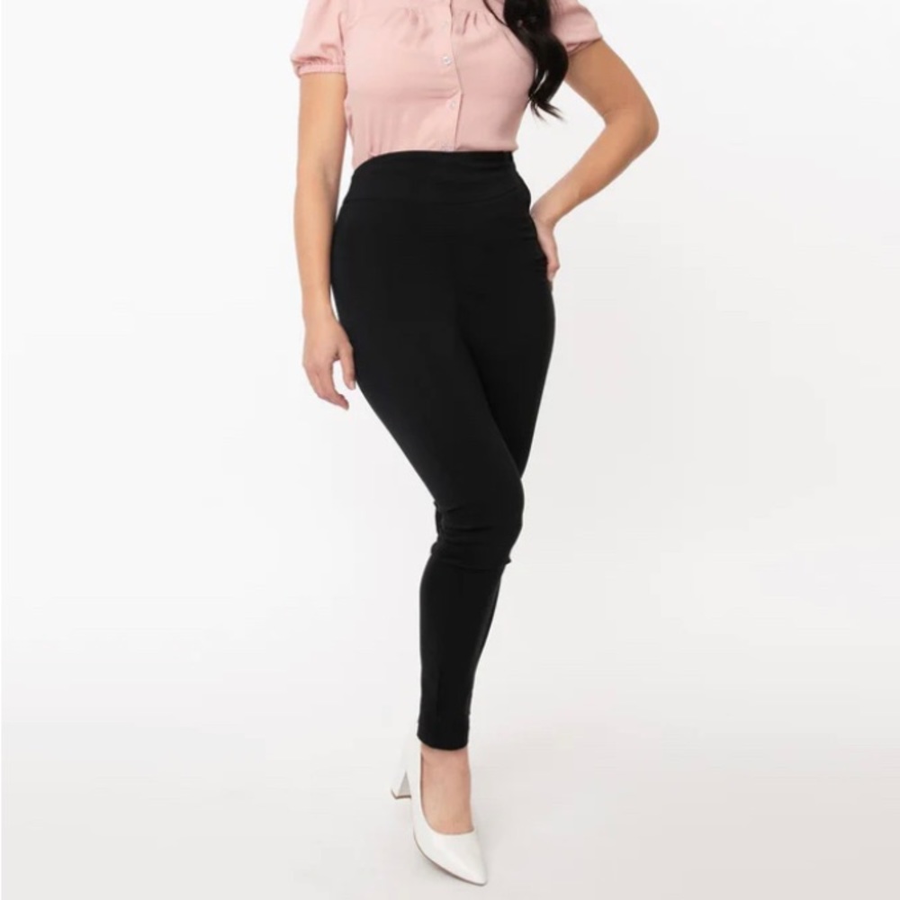 Unique Vintage Black High Waist Rizzo Cigarette Pants